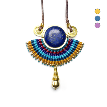 Egyptian Fan Shaped Boho Necklace – Lapis Lazuli Center