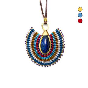 Angel Wing Lapis Stone Boho Necklace