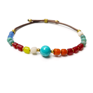Turquoise & African Glass Beaded Boho Bracelets