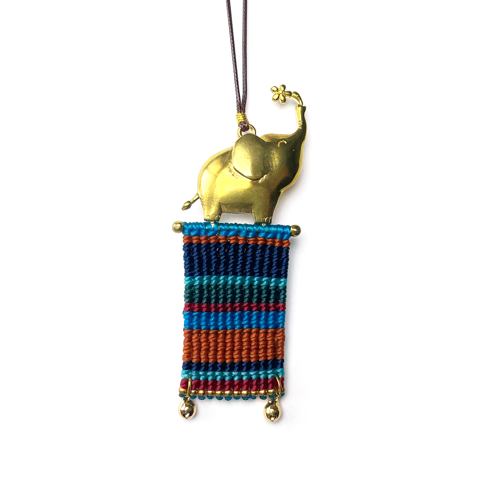 Playful Elephant Macramé Necklace