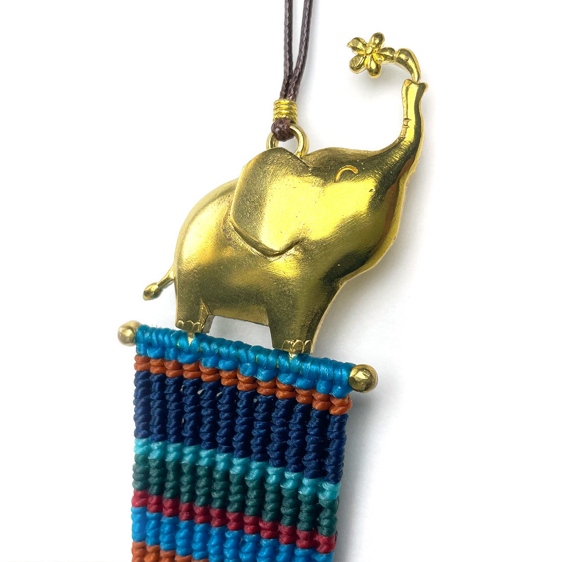 Playful Elephant Macramé Necklace