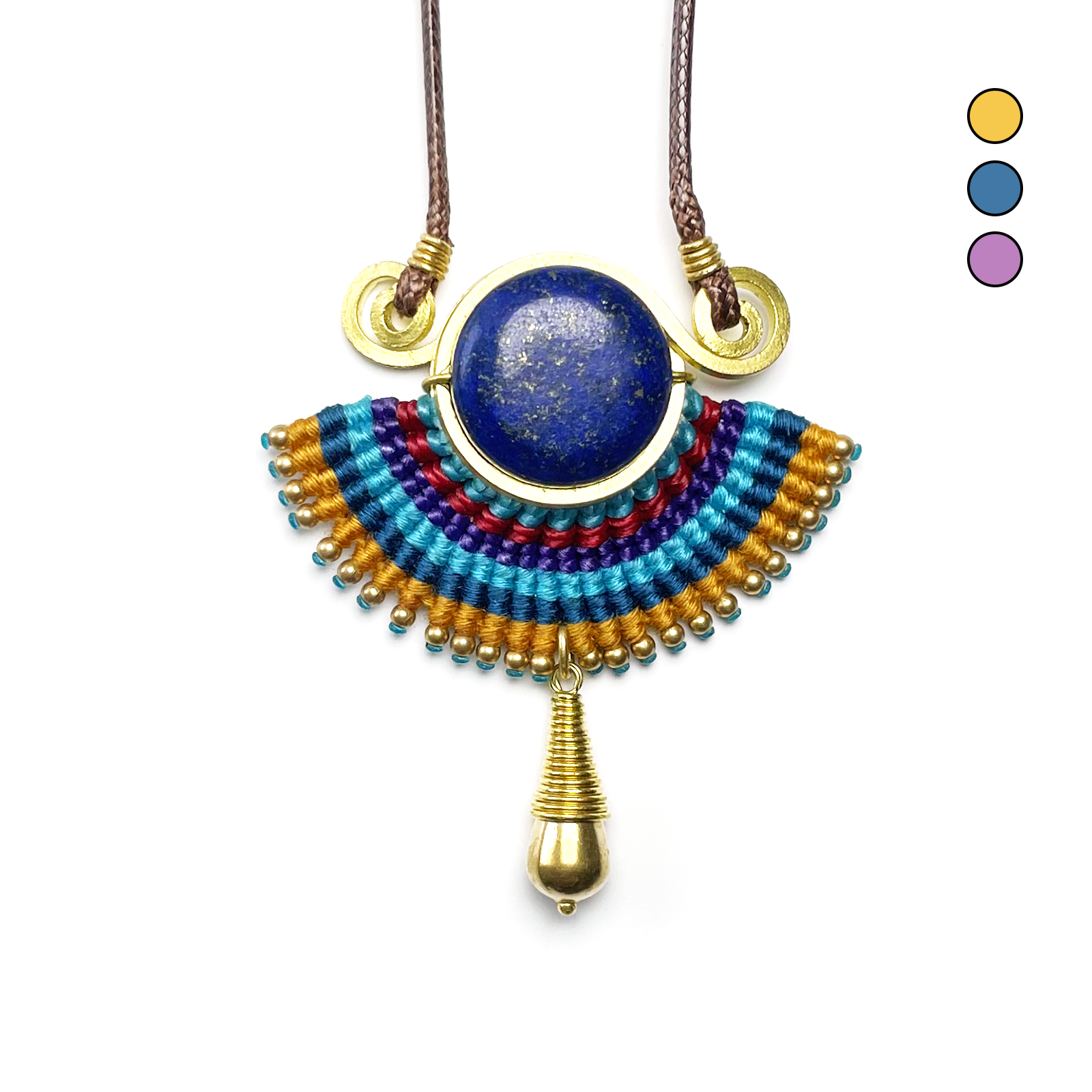 Egyptian Fan Shaped Boho Necklace – Lapis Lazuli Center