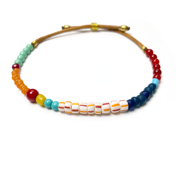 Color Spirit – Turquoise, Carnelian & African Glass Bead Bracelet
