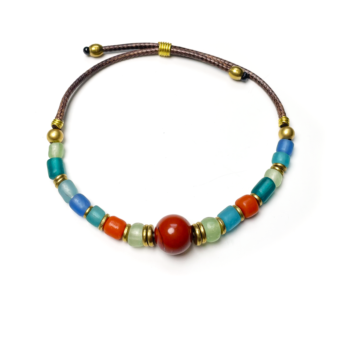 Red Jasper & African Glass Beaded Boho Bracelets