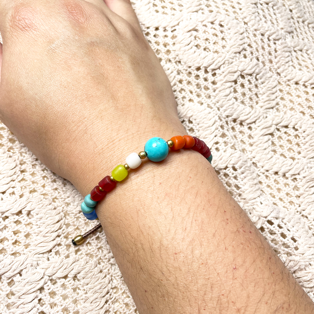 Turquoise & African Glass Beaded Boho Bracelets