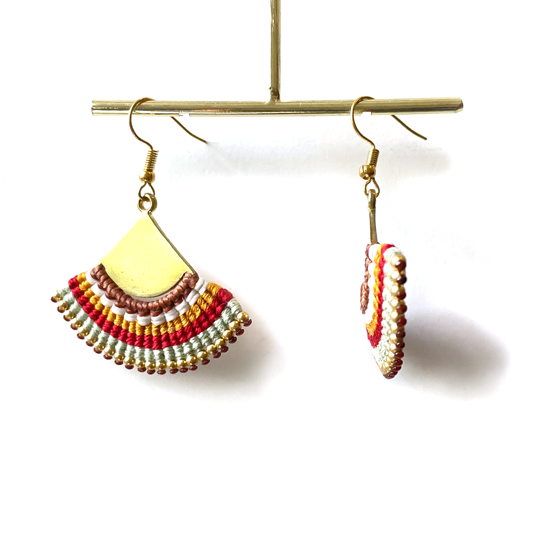 Fan Shape Boho Macrame Earrings