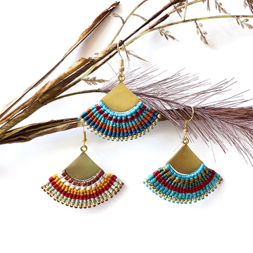 Fan Shape Boho Macrame Earrings