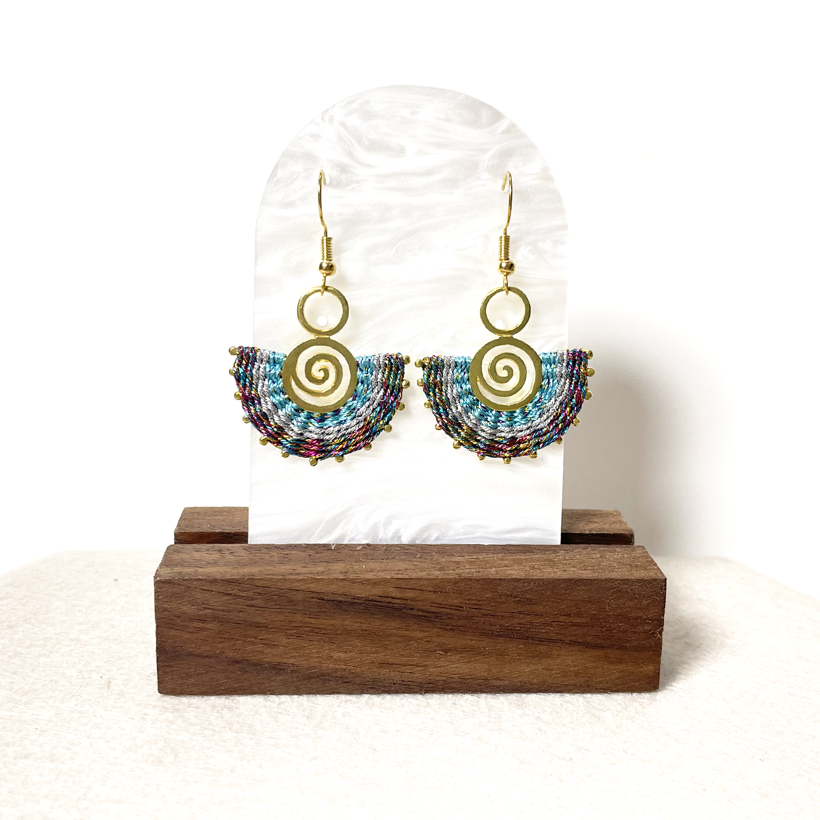 Infinity Spiral Macrame Earrings-multicolor